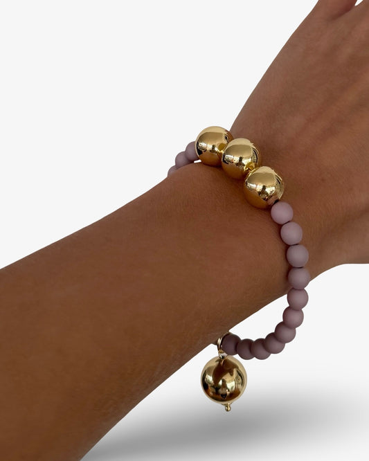 Betty boo smoky grey crystal pearl gold beaded bracelet