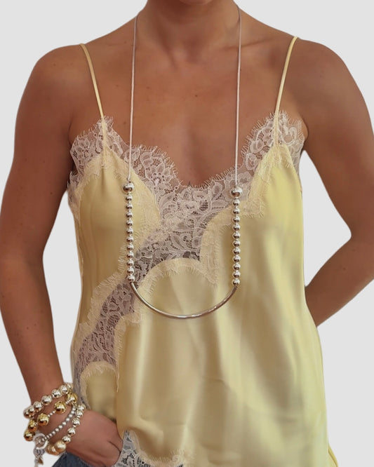 Paris multi wear silver plated beaded, silk chord necklace