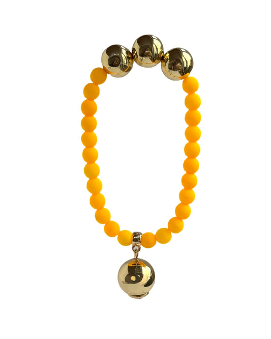 Neon mustard Betty Boo crystal gold beaded bracelet