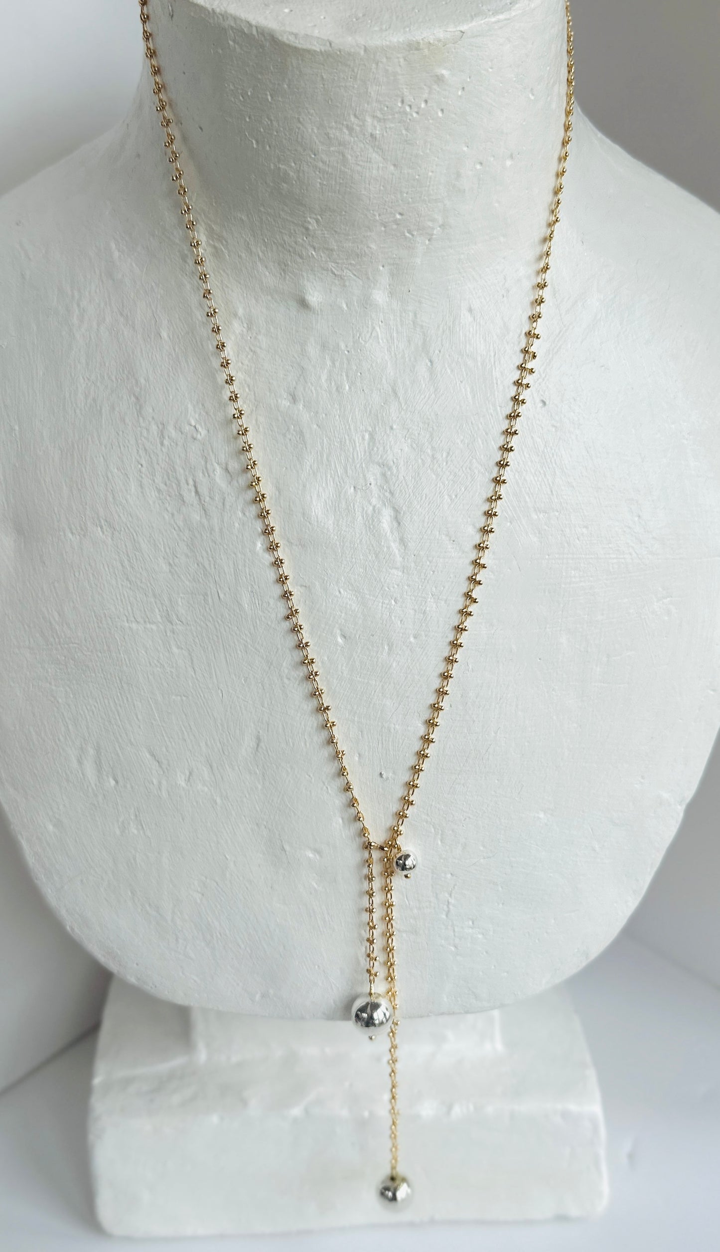 Lia gold multi wear chain necklace, silver beads