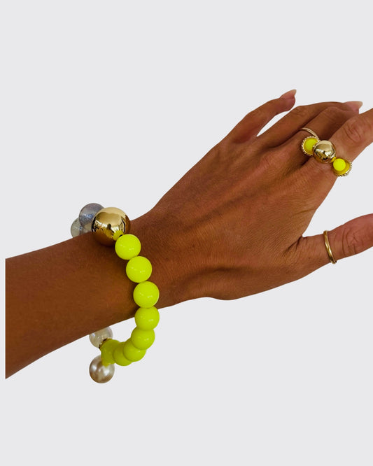 Juju glint neon yellow gold drop charm Bracelet