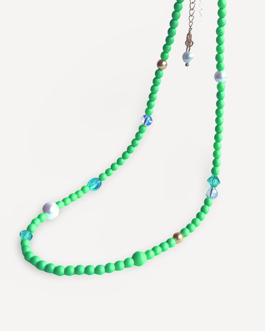 Sherbet drop bright french green crystal pearl chocker