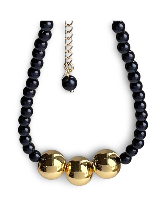 Betty boo deepest navy gold beaded anklet