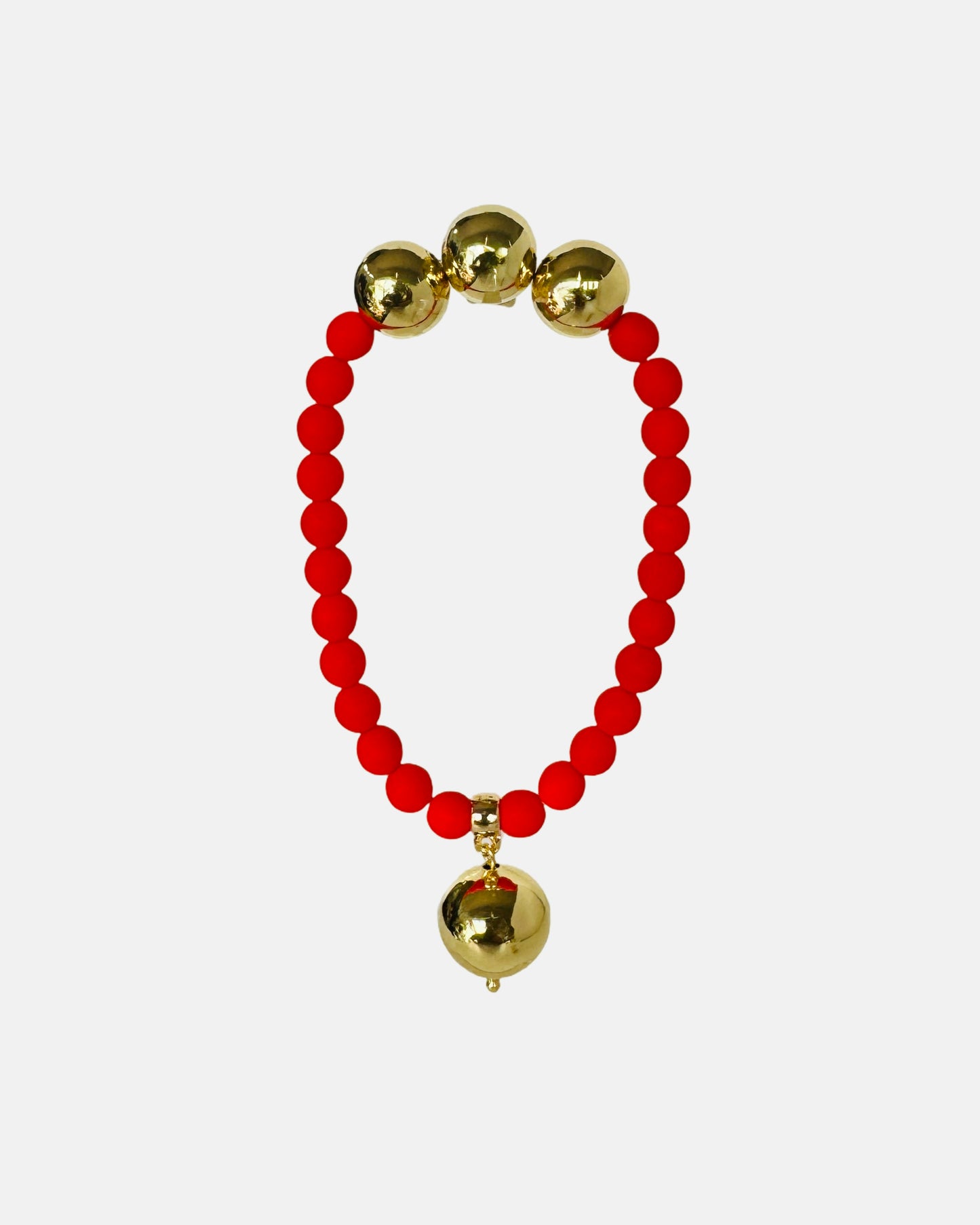 Betty boo rusty red Matt crystal pearl gold drop charm bracelet