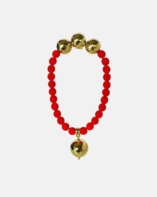 Betty boo rusty red Matt crystal pearl gold drop charm bracelet