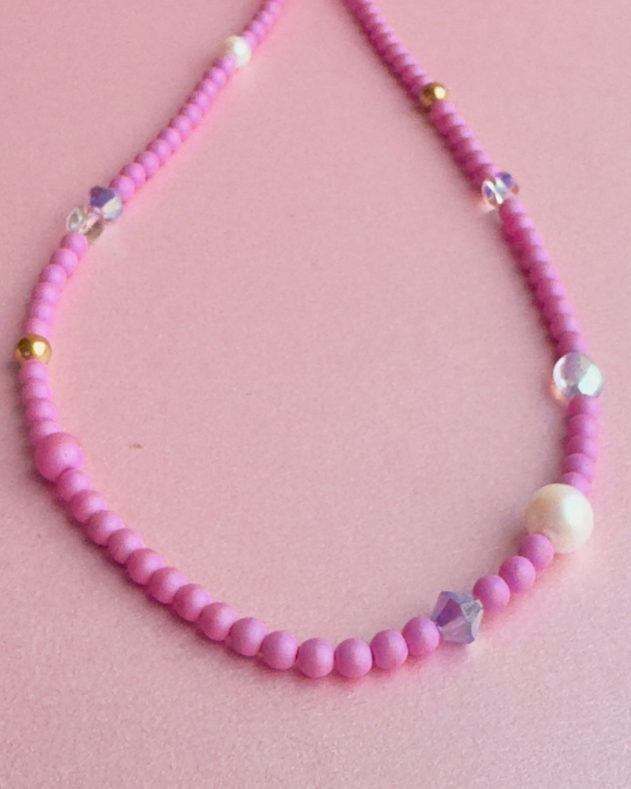 Sherbet drop mauve crystal pearl chocker