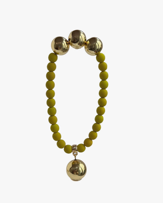 Deep Pistachio Betty boo Crystal gold beaded bracelet