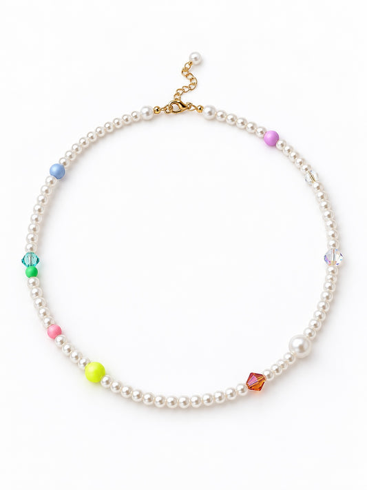 Sherbet drop white pearl choker
