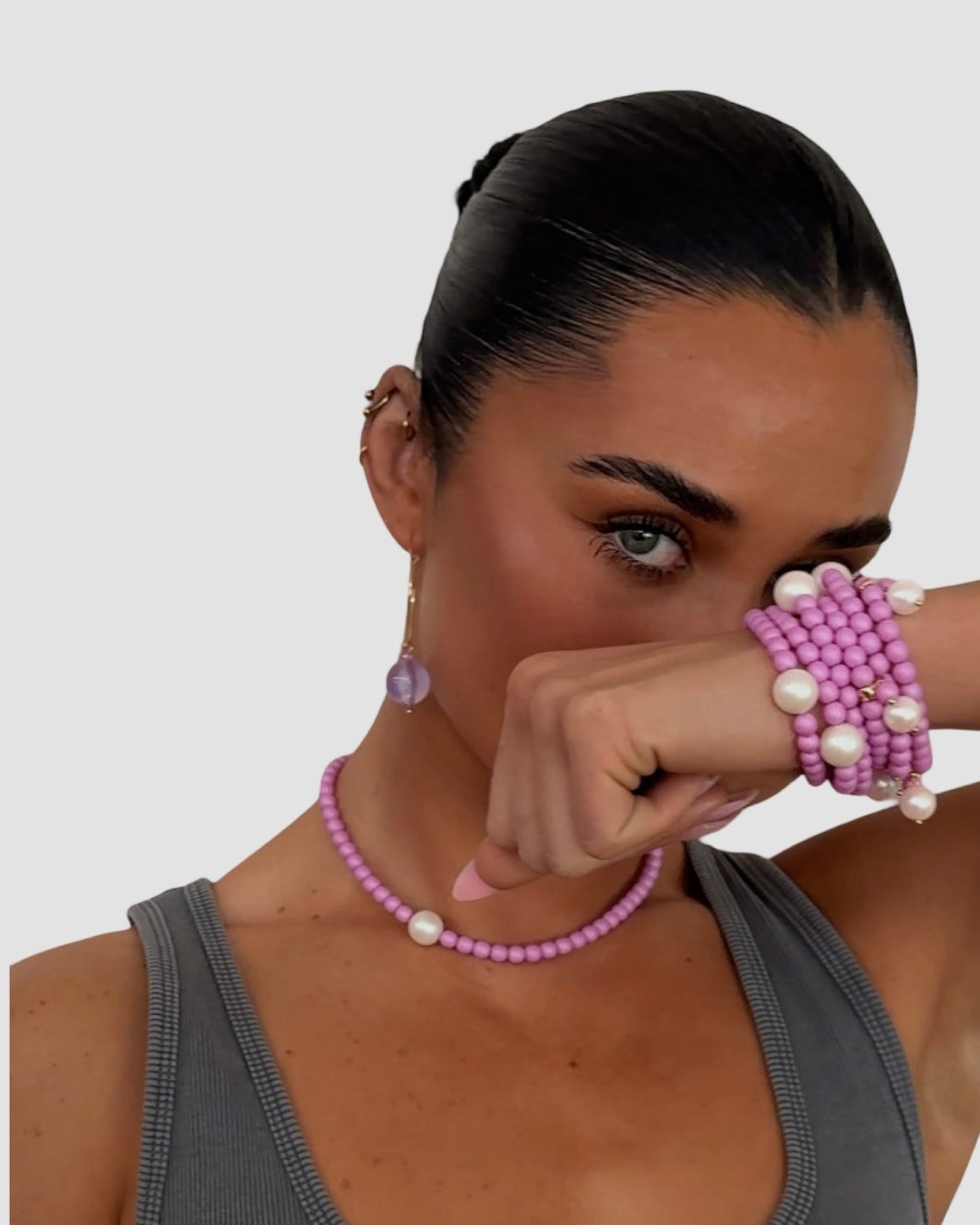 Gilda soft lilac crystal pearl necklace
