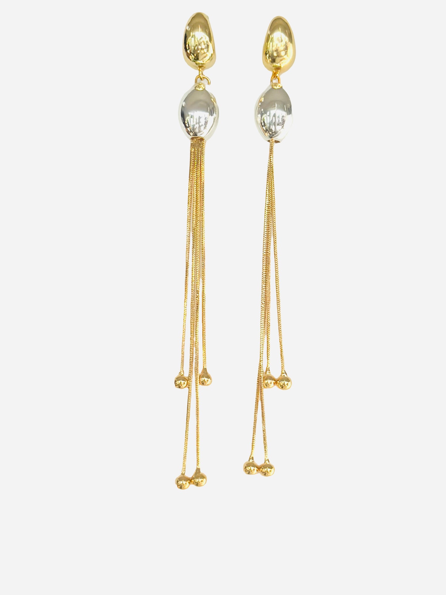 Fringe flapper gold silver long drop earrings
