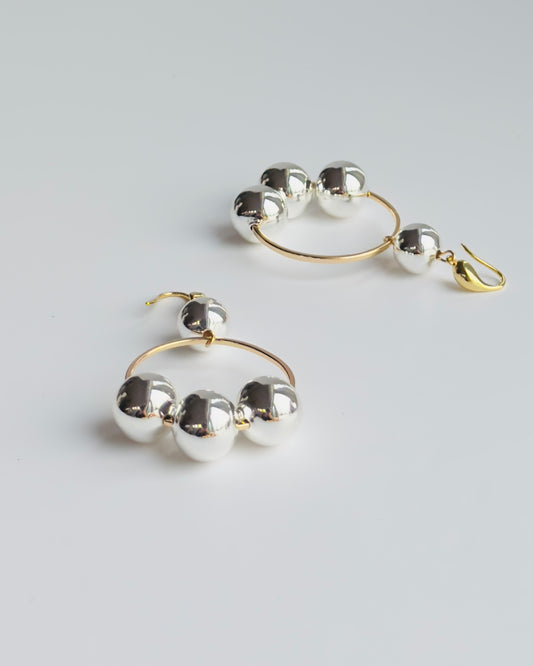 Malinda silver gold drop hoop earrings