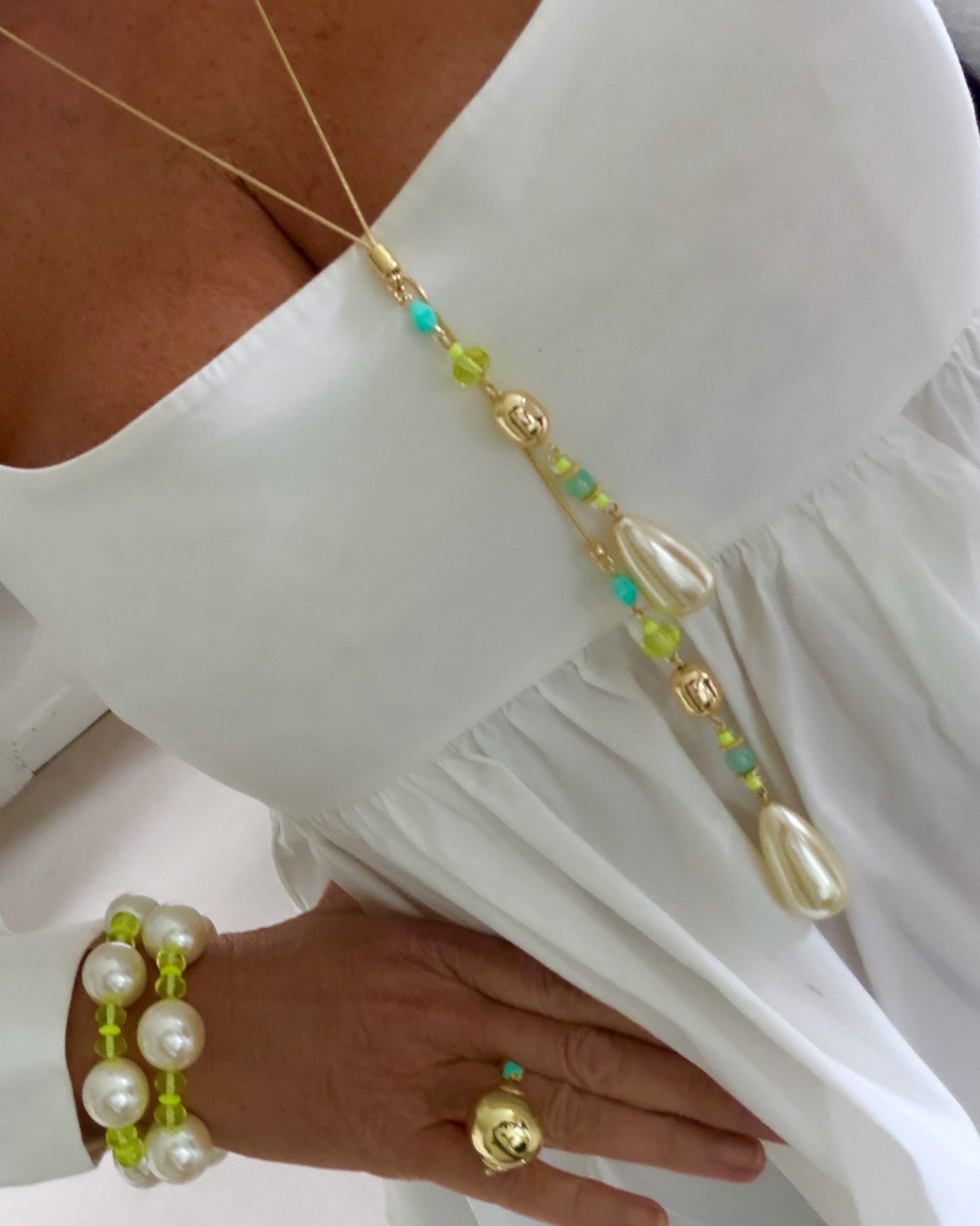 Donatella long drop multi wear necklace