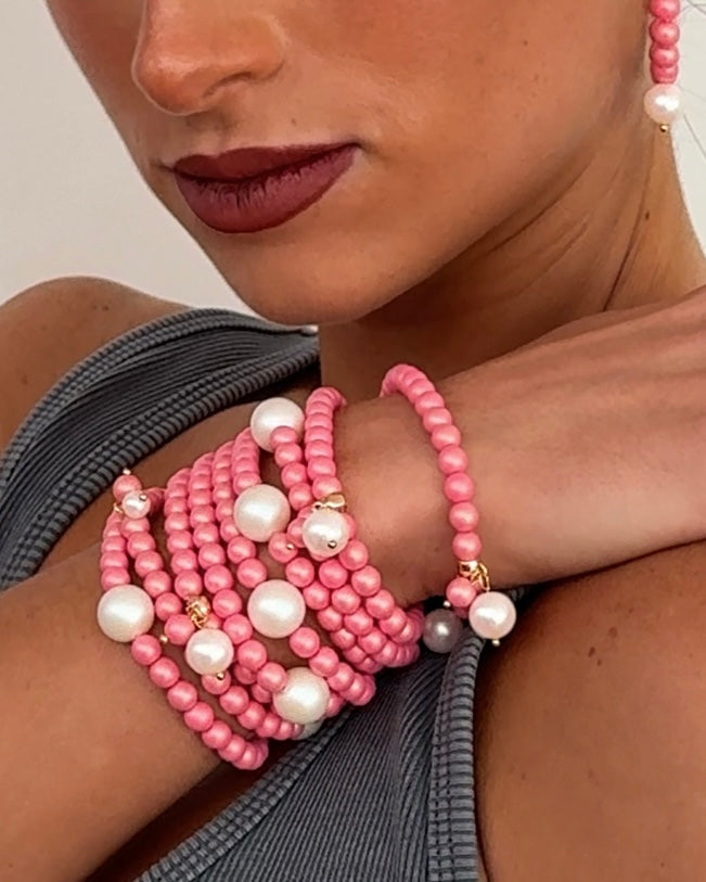 Lollipop soft pink crush crystal pearl bracelet