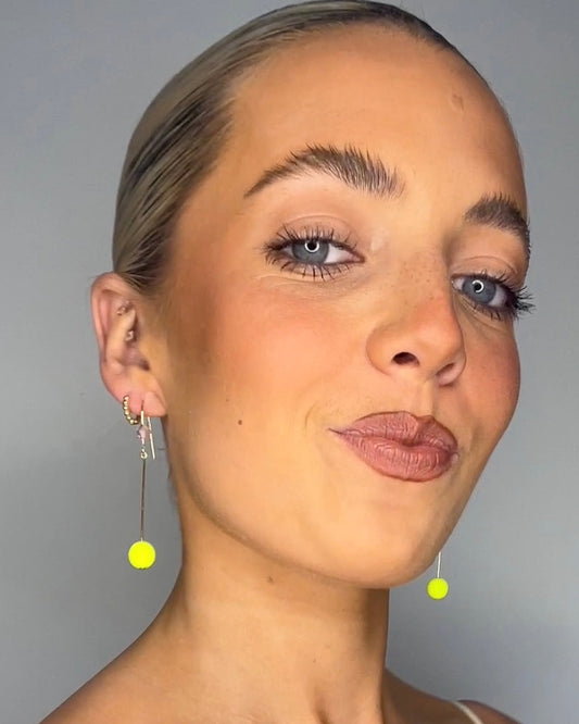Mirabella neon yellow Austrian pearl + crystal drop earrings