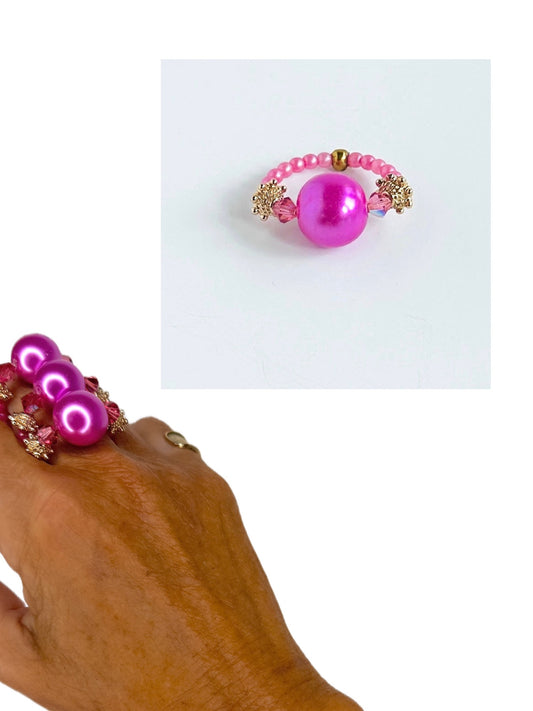 Fuschia Pearl pop ring