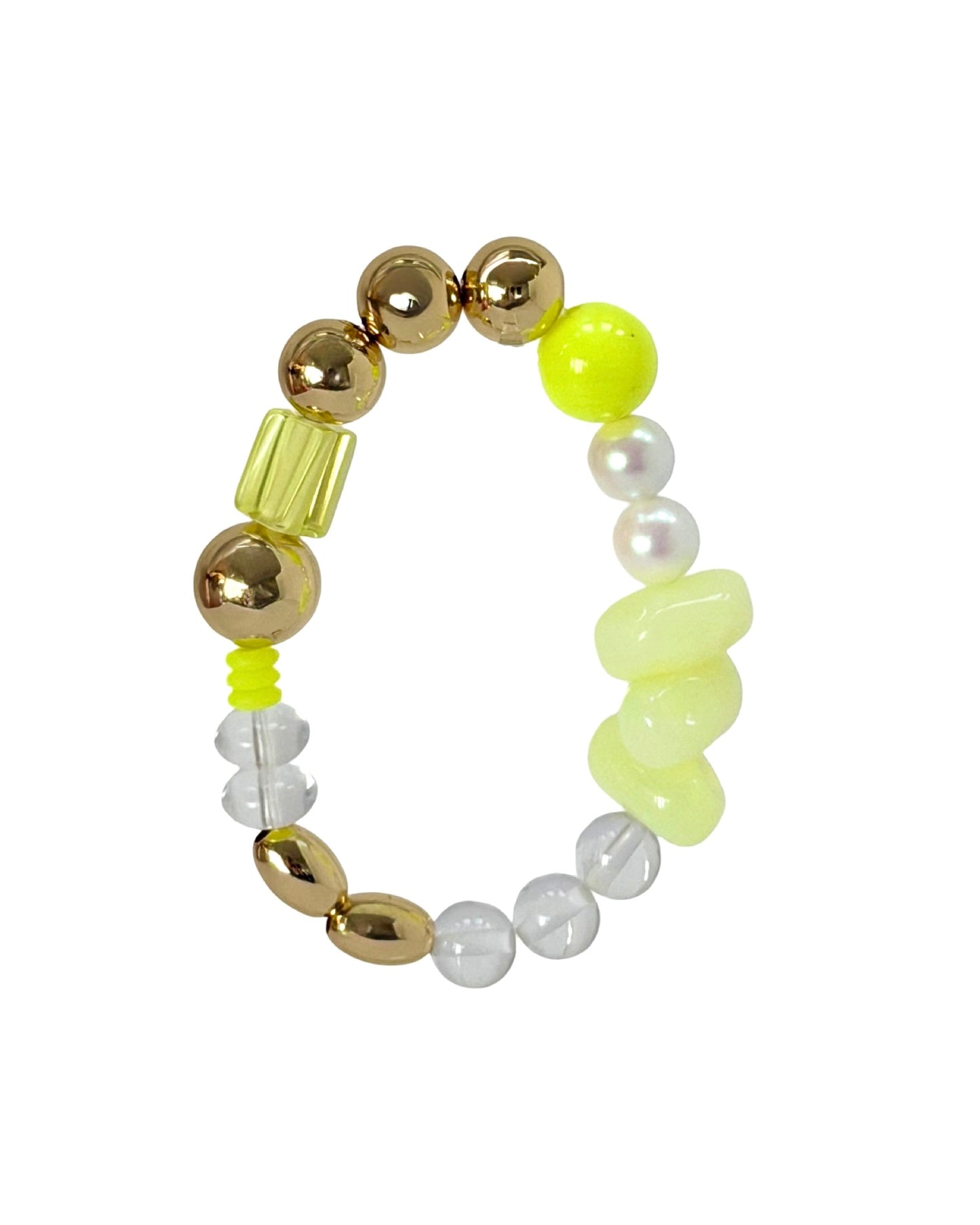 Lemon soufflé gold, vintage, crystal pearl bracelet