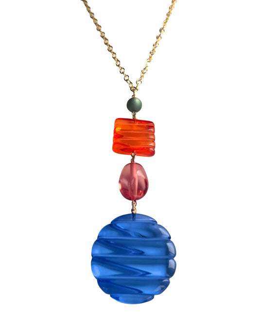 La Bomba Cobalt Blue & Orange Necklace
