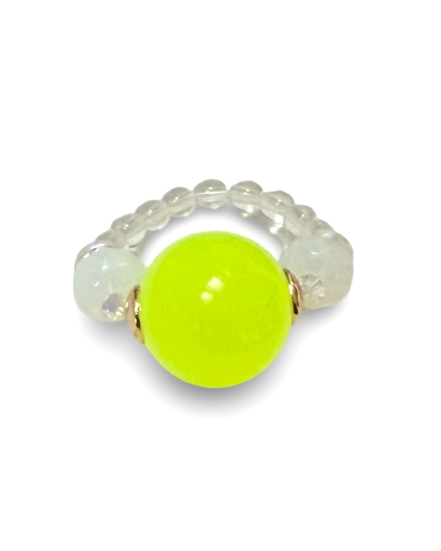 Vintage neon yellow twist, crystal ring