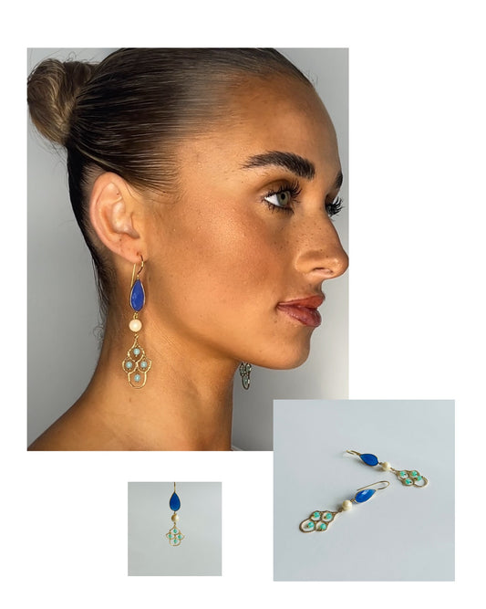 Bombay drop earrings in blue