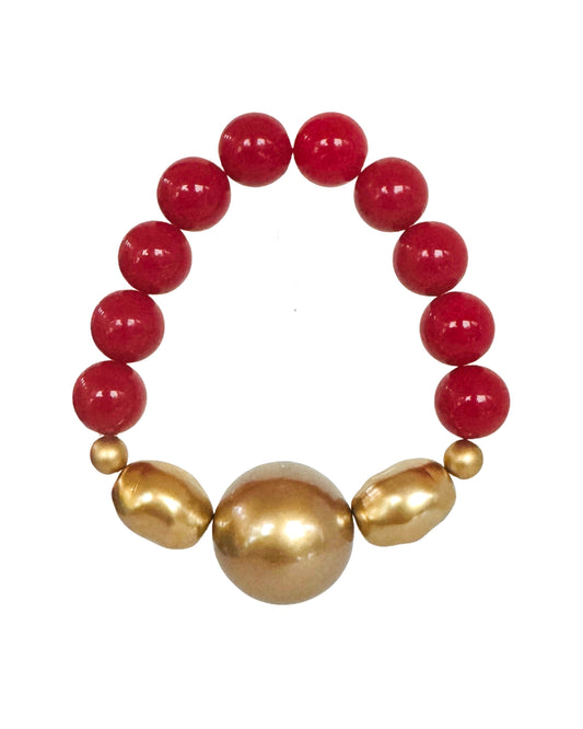 Gatsby glory red + gold vintage limited edition beaded bracelet