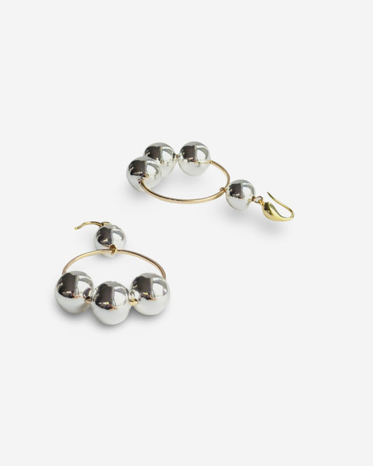 Maline silver gold drop hoop earrings