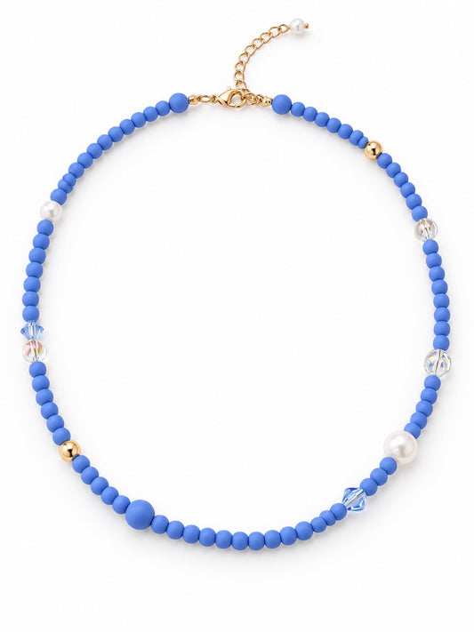 Sherbet Drop | Cornflower Blue Crystal Pearl Choker