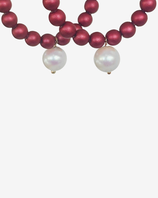 Burgundy crystal pearl Rainbow hoops