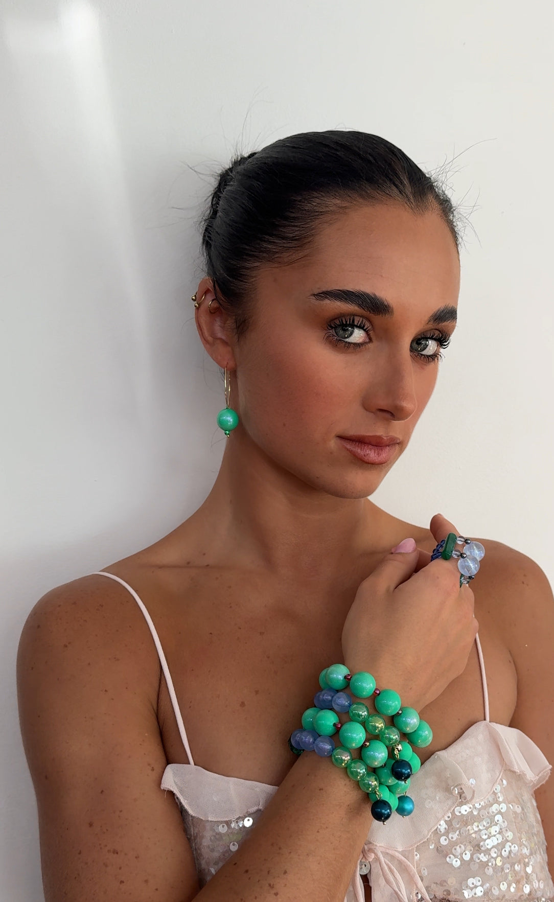 Colour pop green hoop earrings