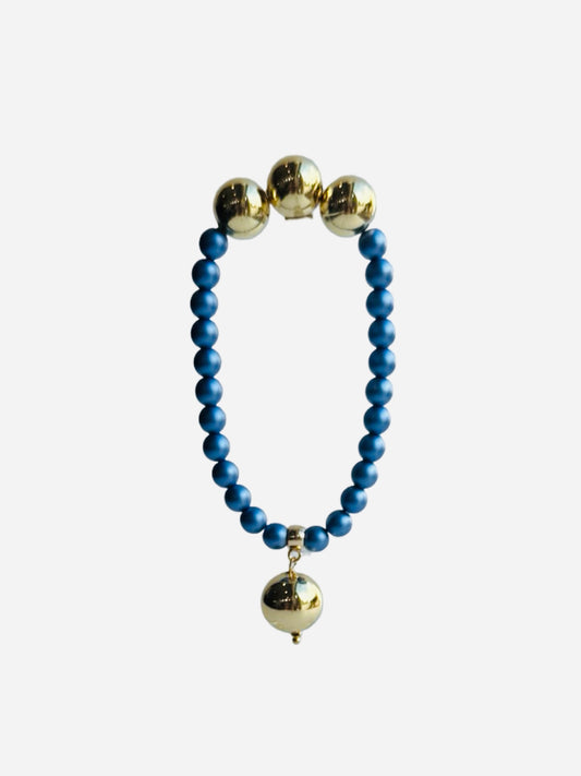 Betty boo Sapphire Crystal pearl gold beaded bracelet