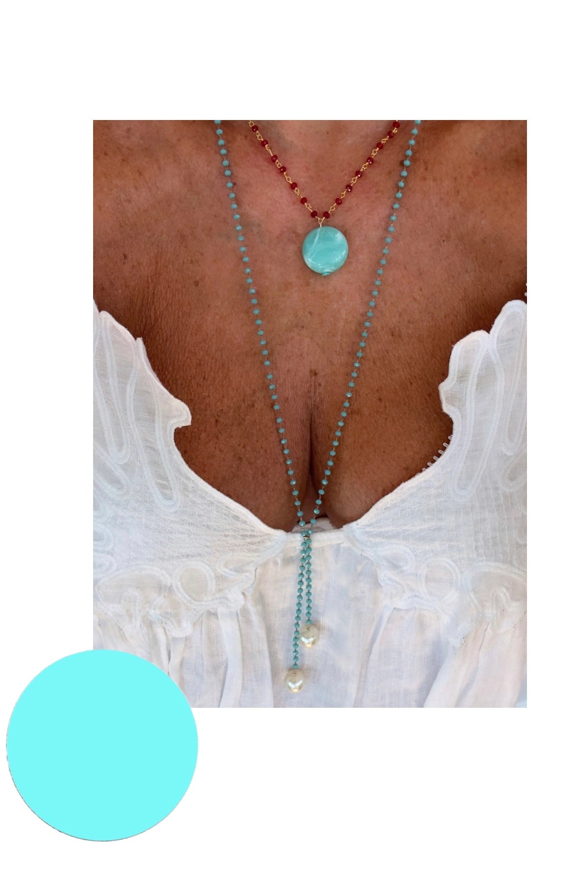 Lia turquoise + pearl drop necklace