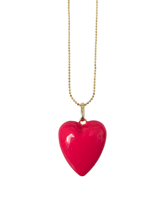 Bubblegum pink Love Heart Gold Filled Necklace