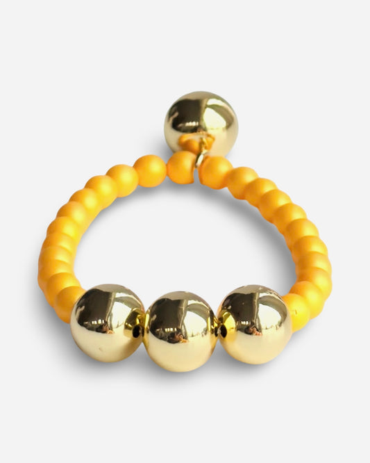 Betty boo iridescent pumpkin crystal pearl gold beaded bracelet