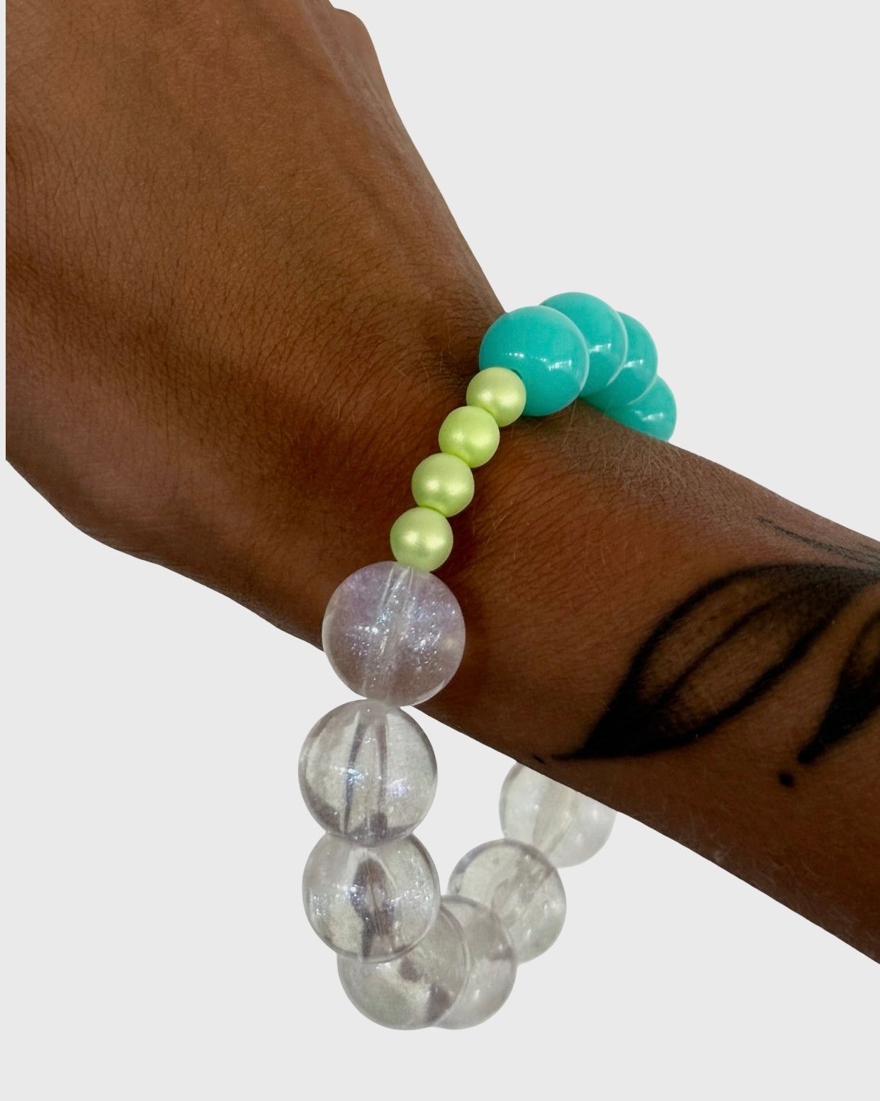 Sweetie pie seafoam iridescent lime pearl, crystal pearl drop charm