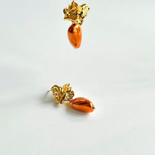 Bronze vintage beaded nugget earrings