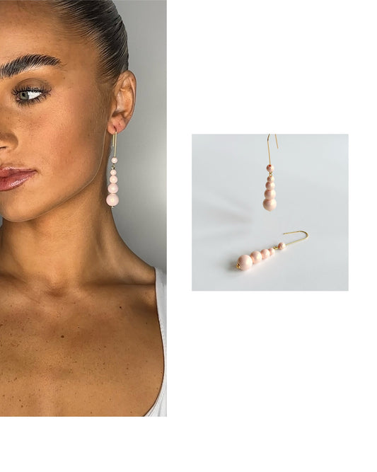 Lila pink pearl earrings