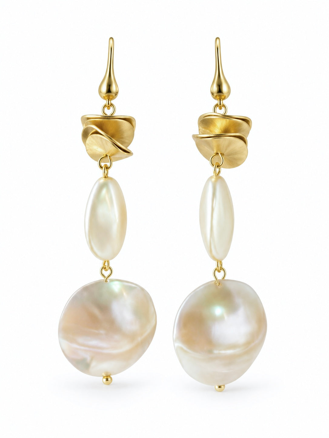 Nalu Ivory Vintage Shell & Crystal Pearl Drop Earrings | LOVE Beth