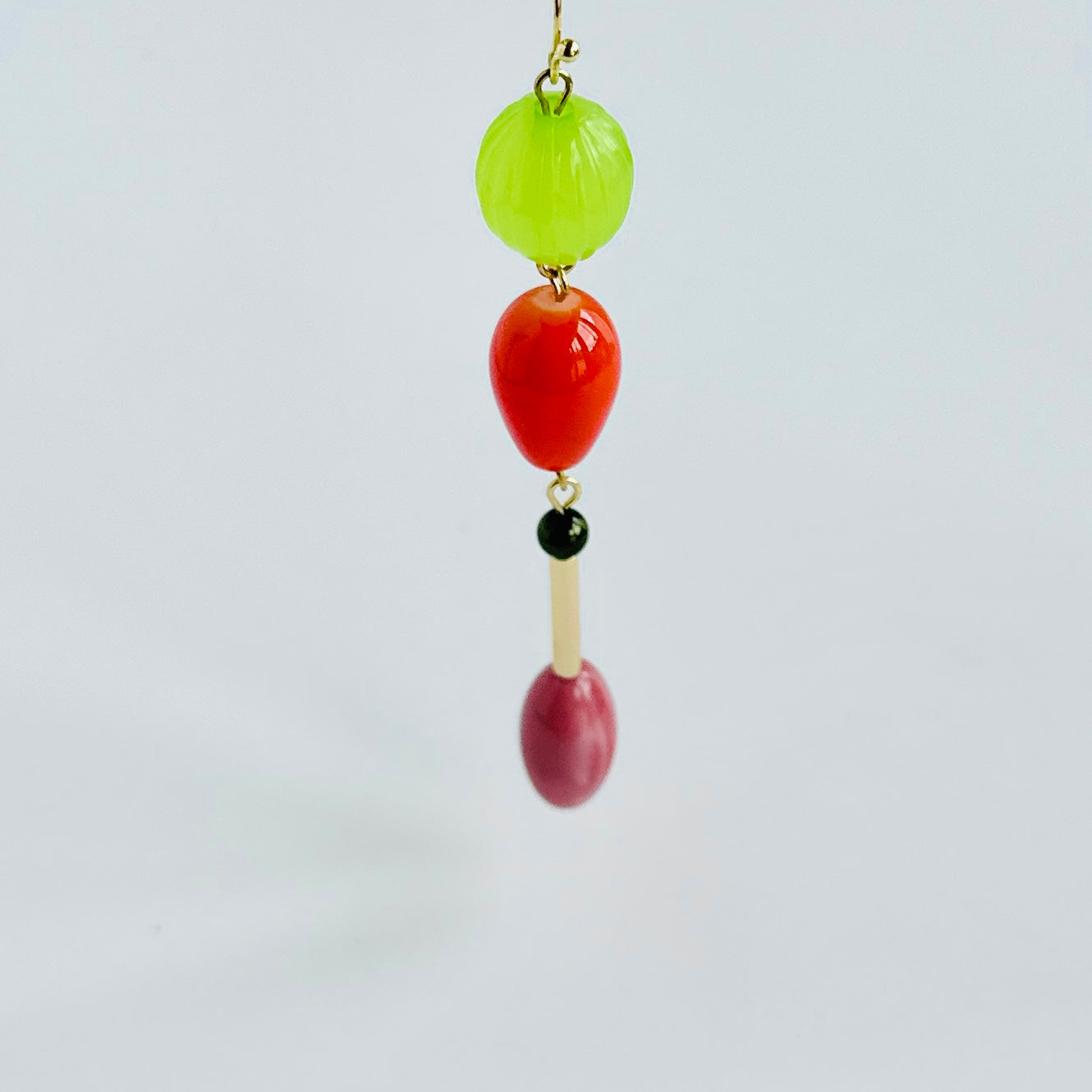 Pirya drop lime, coral + dusty rose drop earrings