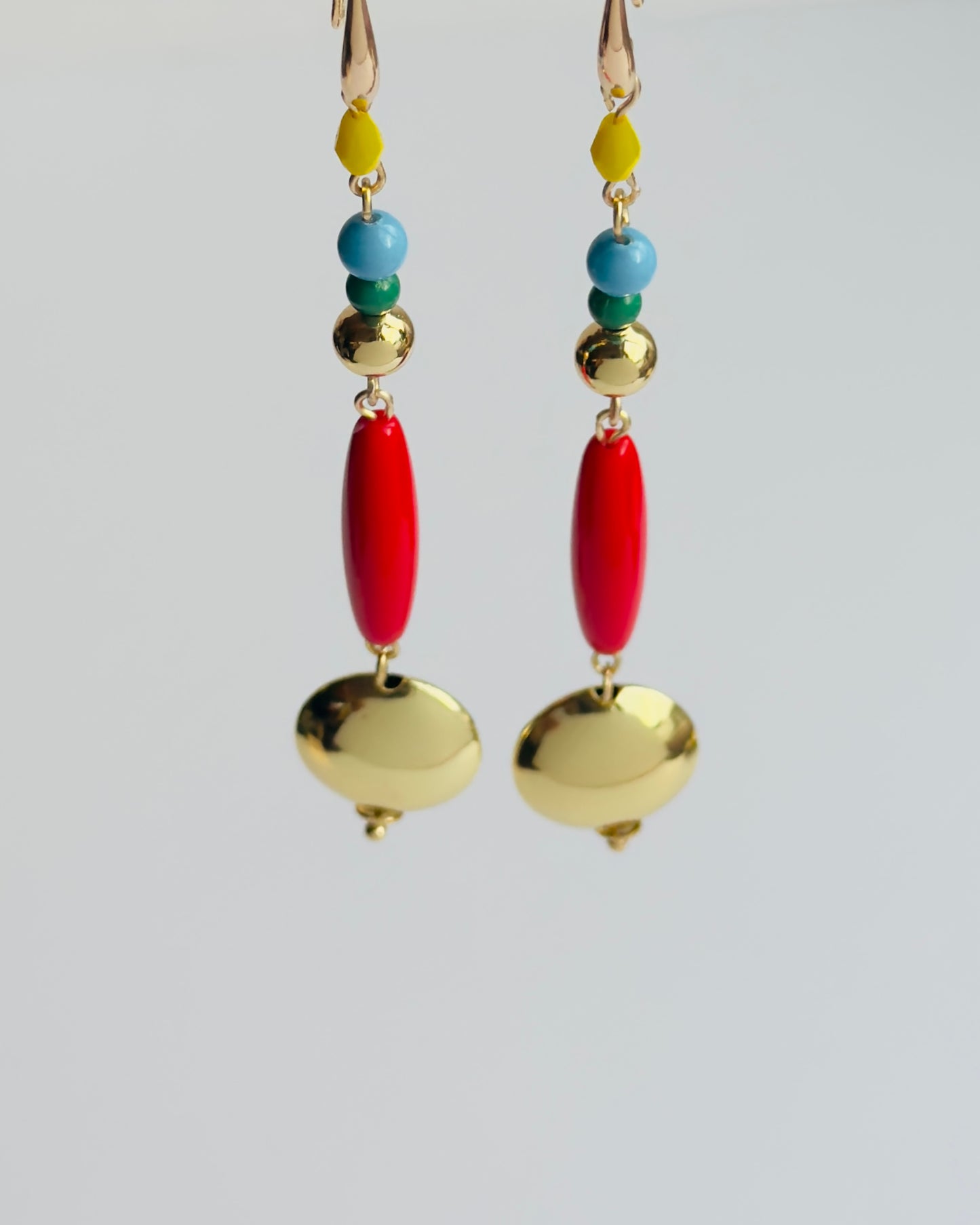 Fiesta drop crystal gold beaded earrings