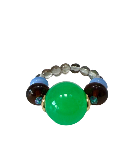 Vintage Kelly Green twist, crystal ring