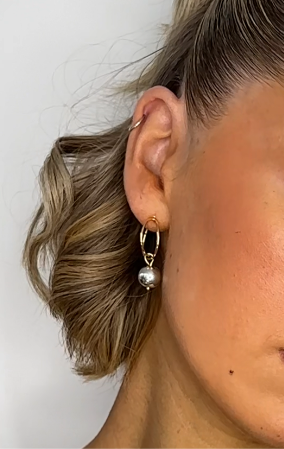 Celeste silver + gold hoop earrings