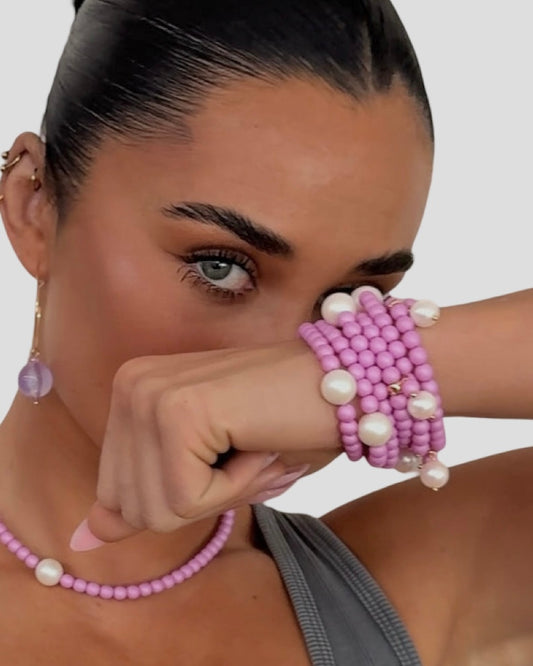 Lush lollipop Matt purple crystal pearl bracelet
