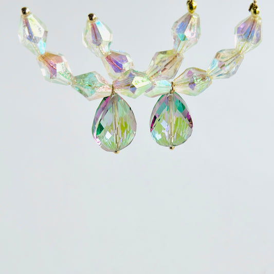 Lulu vintage lucite + crystal drop hoop earrings