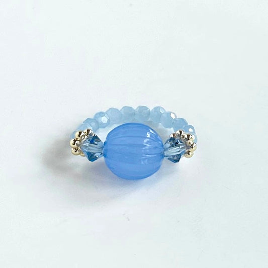 Bluebell crush bead + crystal ring