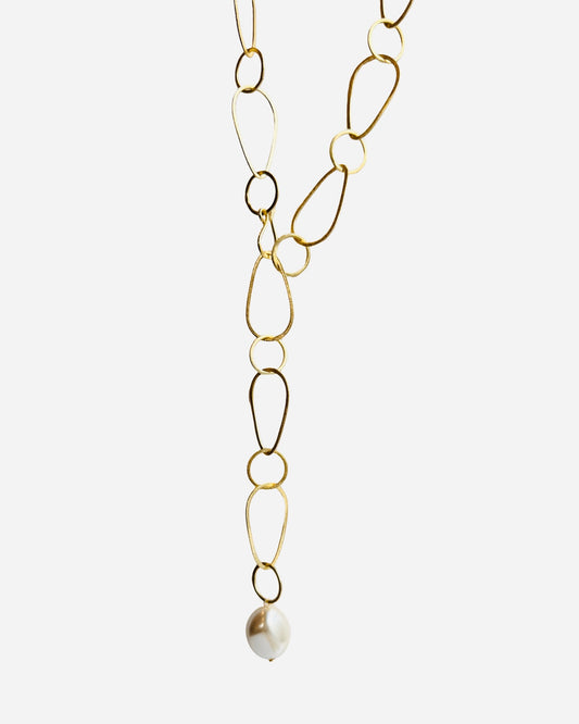 Mirage gold multi wear soft gold multi wear necklace, soft iridescent pink handmade crystal pearl  long drop pendant necklace