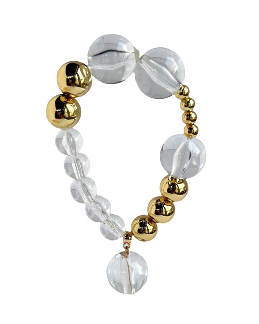 Baby bell vintage, lucite + gold beaded bracelet