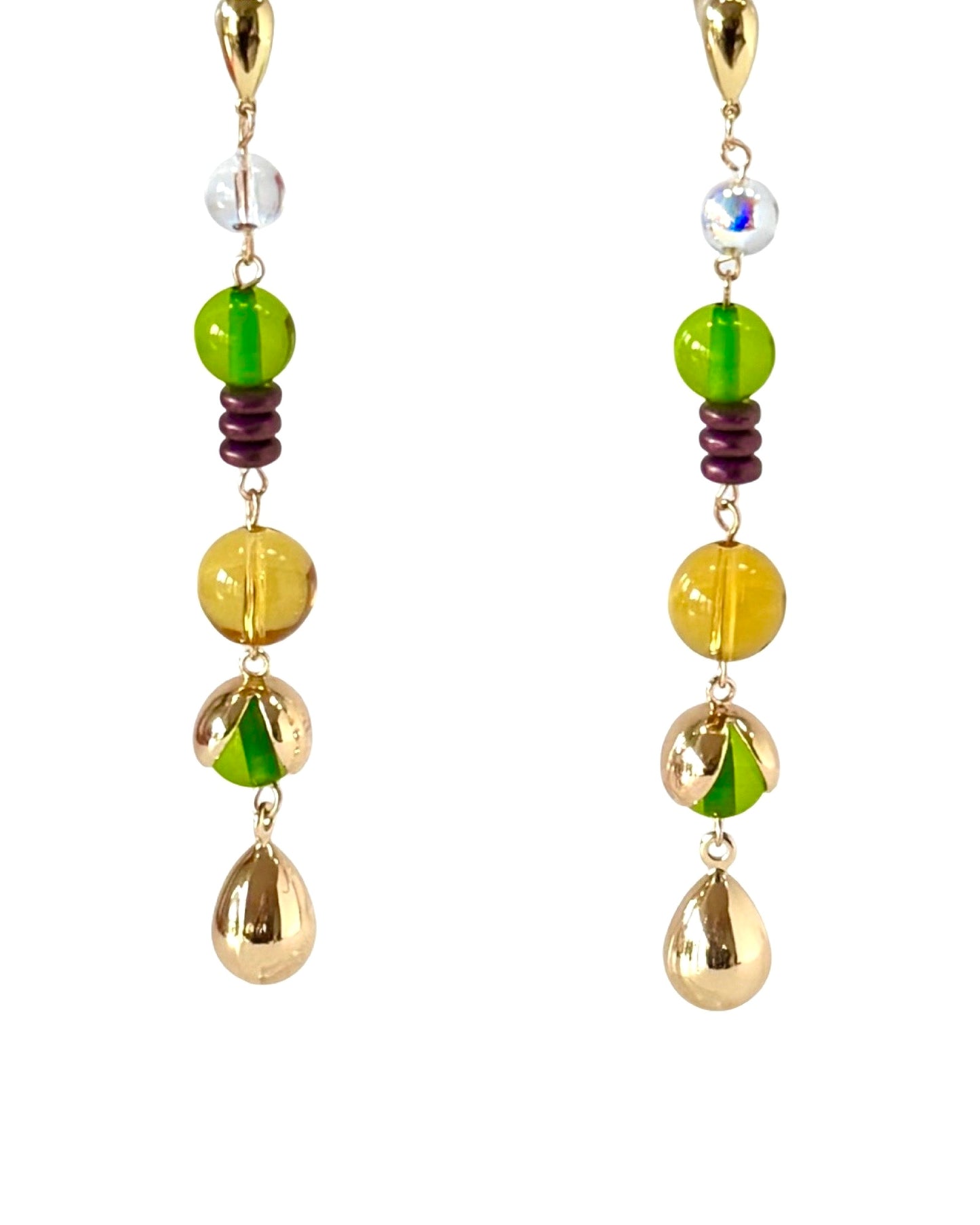 Clarissa Crystal + gold drop earrings