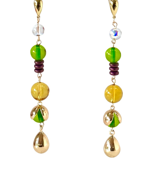 Clarissa Crystal + gold drop earrings