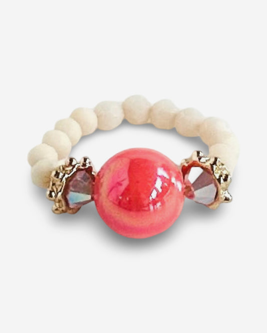 Strawberries + cream crystal ring