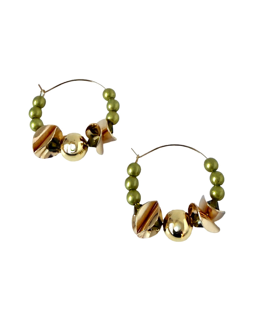 GOLDEN WAVE OLIVE GOLD HOOPS
