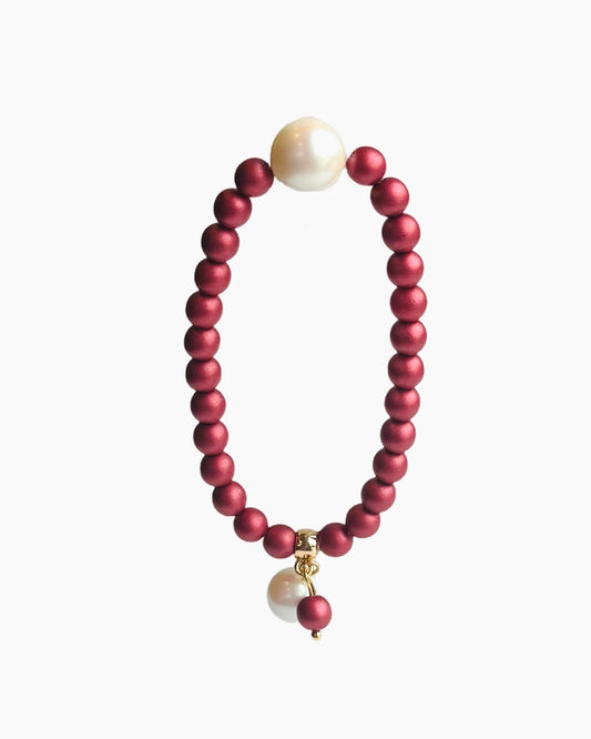 Lush Lollipop deepest burgundy crystal pearl bracelet